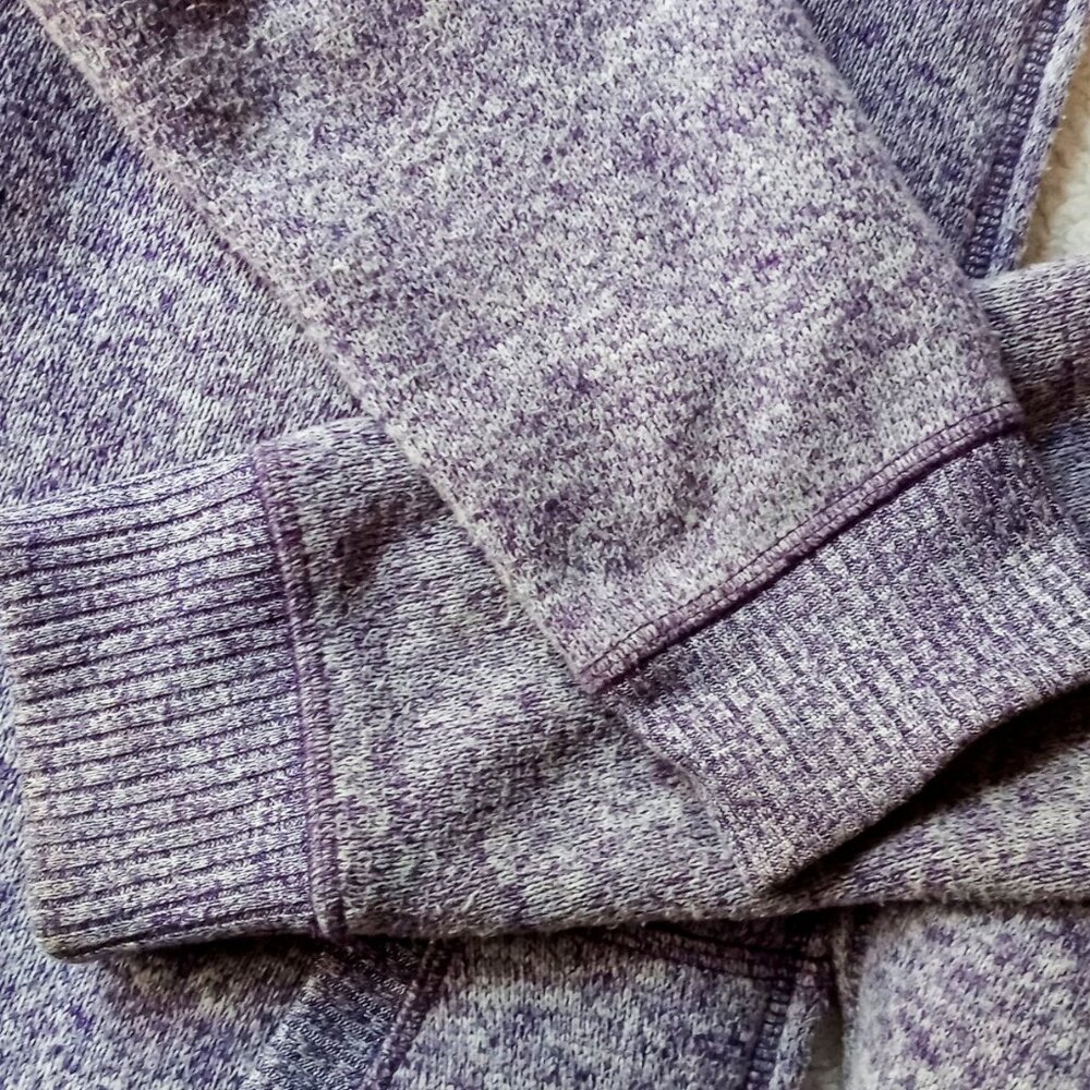 Sonoma Lavender Heathered Cozy Faux Sherpa Lined Zip Pockets Hoodie Woman's L - Picture 13 of 16